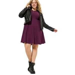 Torrid Mini Super Soft Plush Puff Sleeve Skater Dress, Winter Bloom 1X, NWT